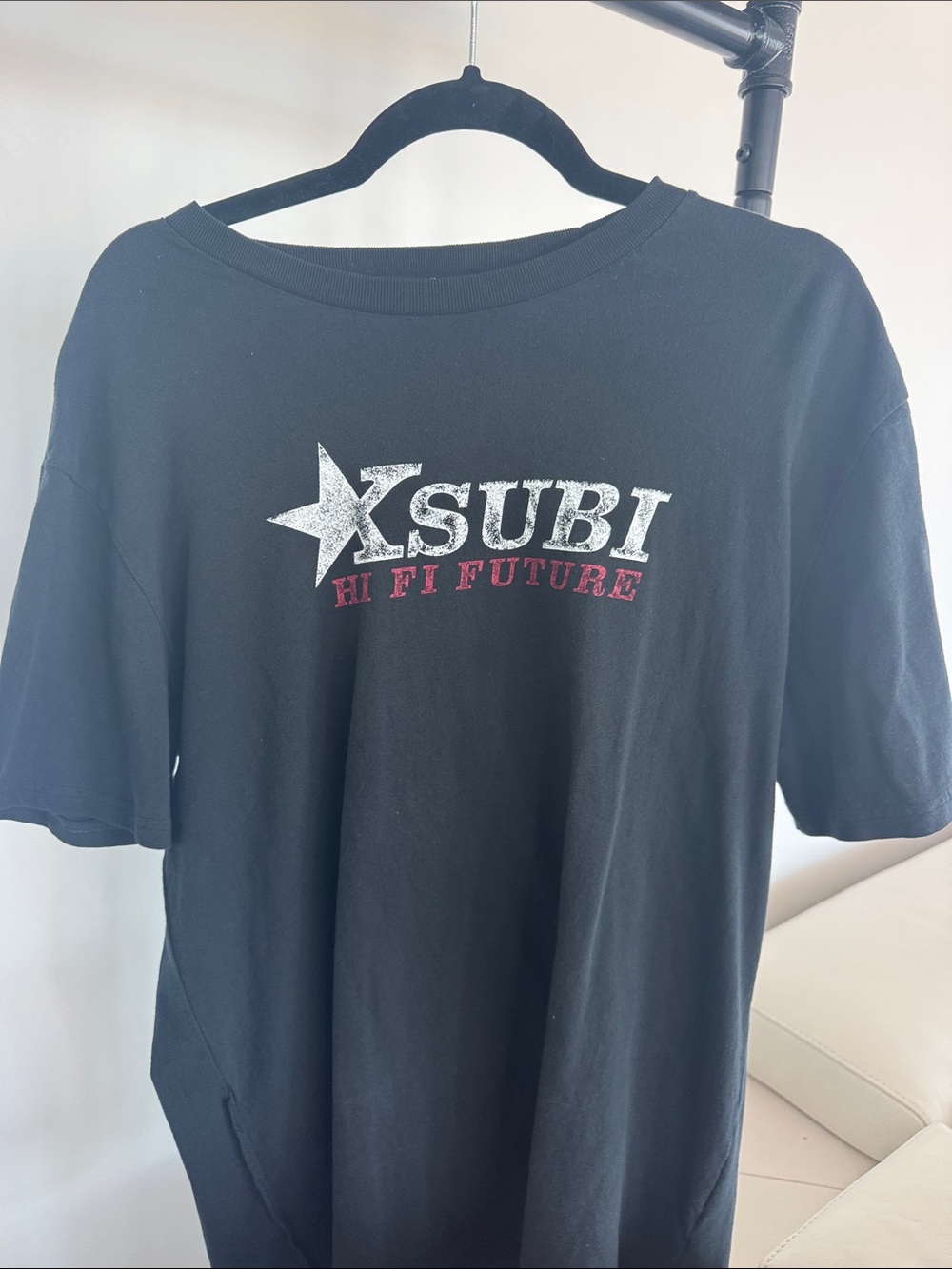 Ksubi Black Tee with White Star and Red Text